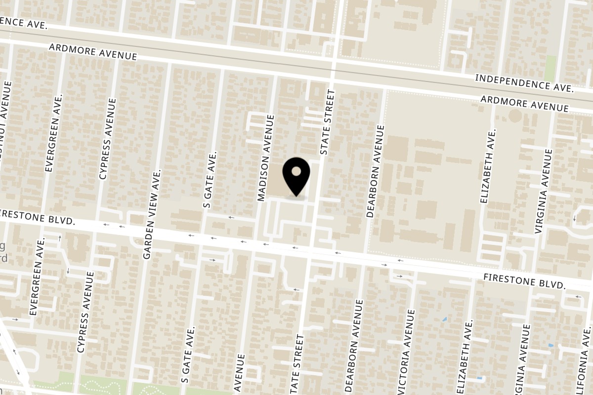 Map showing the location of Birrieria Esquivel South Gate on 3221 Firestone Blvd in South Gate